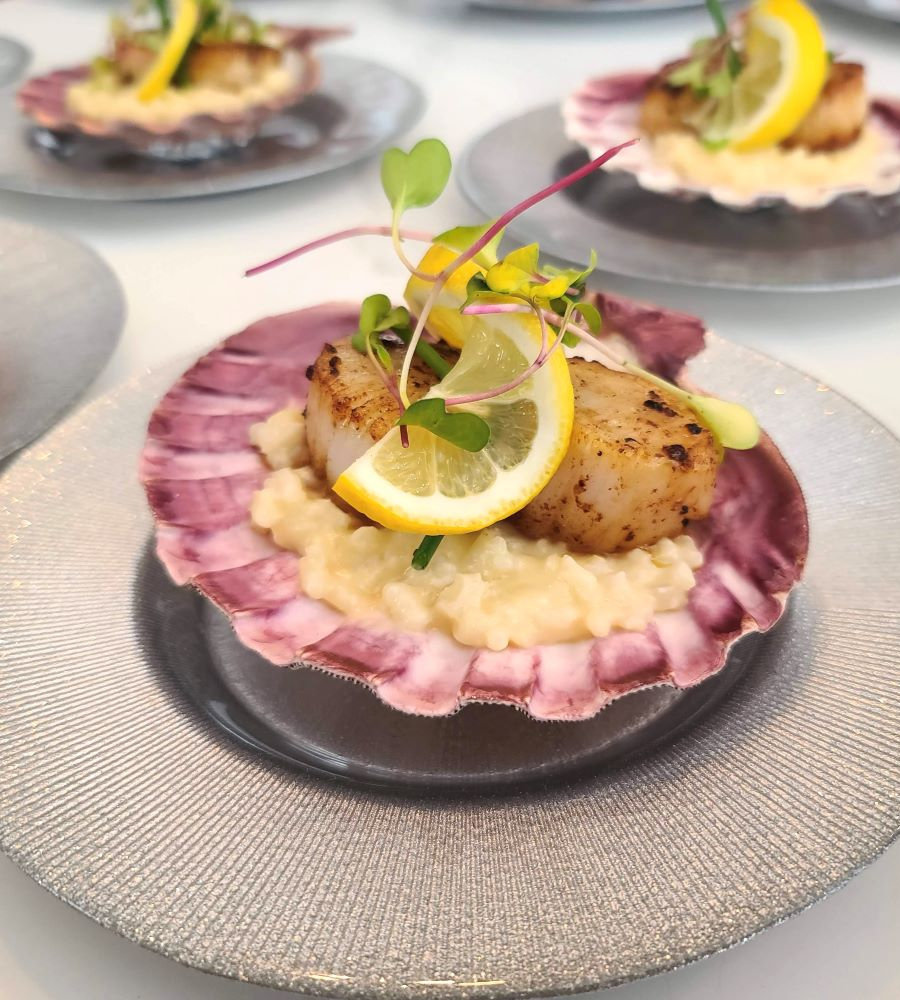 Seared Scallops over Parmesan Risotto