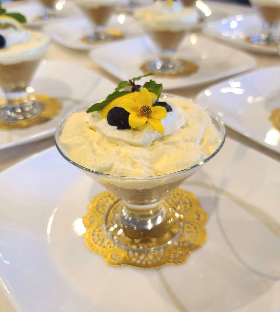 Lemon Cheesecake Mousse with Blueberries